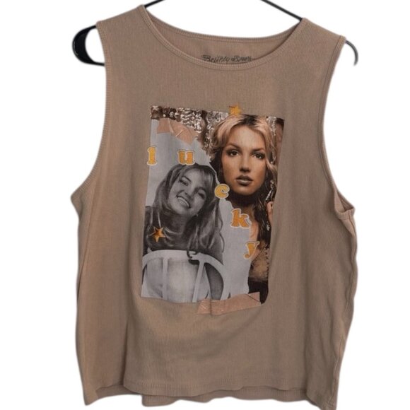 Britney Spears Lucky Vintage Y2K Ribbed Tank Top XXL Pop Music - Picture 2 of 4